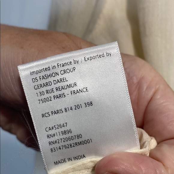 Pablo Cream Relaxed 100% Cotton Button Down Blouse Crocheted- French Importation - Picture 8 of 8